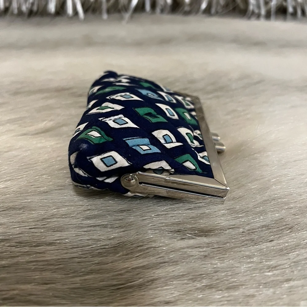VERA BRADLEY Mediterranean Blue 2008 Kiss Lock Coin Purse Blue Green White Y2K